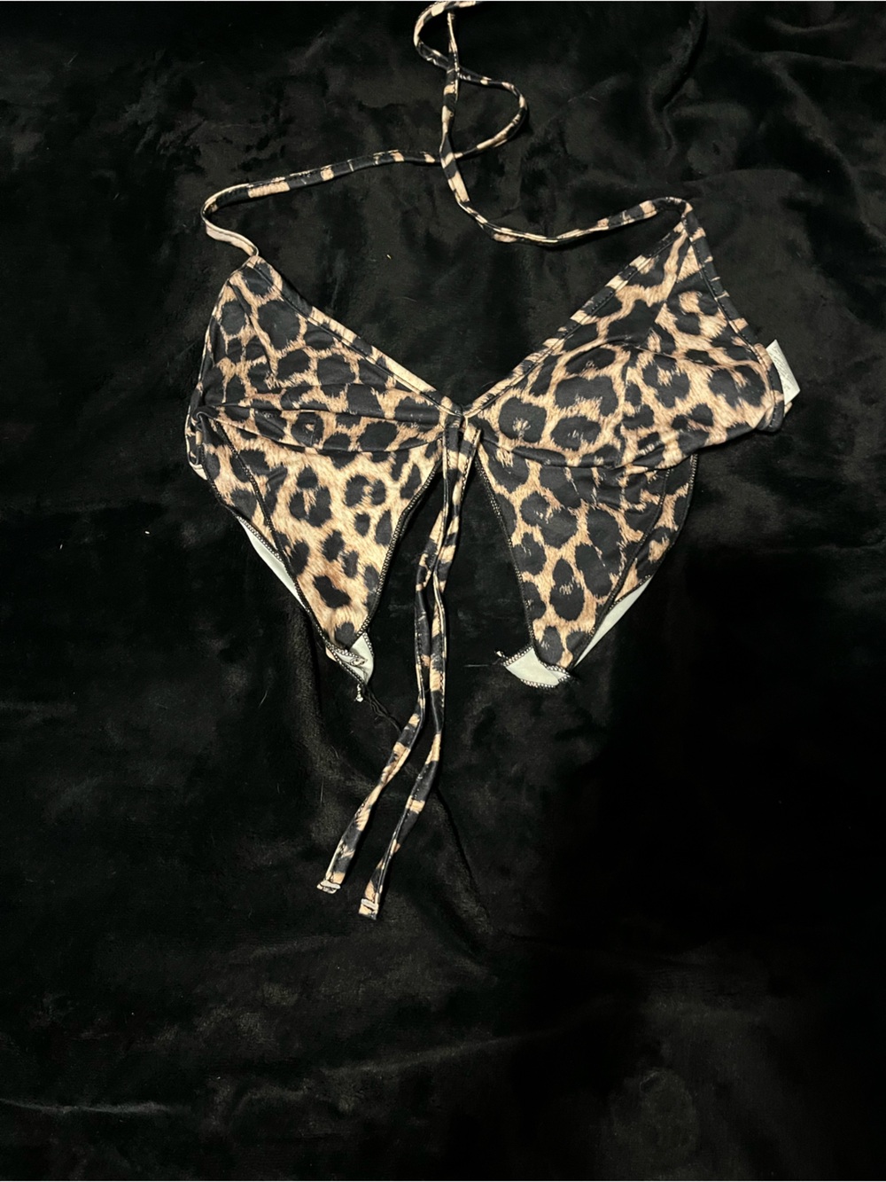 SHEIN Leopard Print String Top - Black & Brown